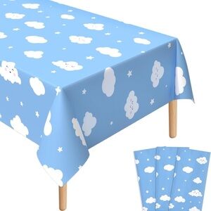 Dreamy Sky Tablecloth Set: 3-Piece Blue Cloud Decor for Kids'‎ Birthday Bash!